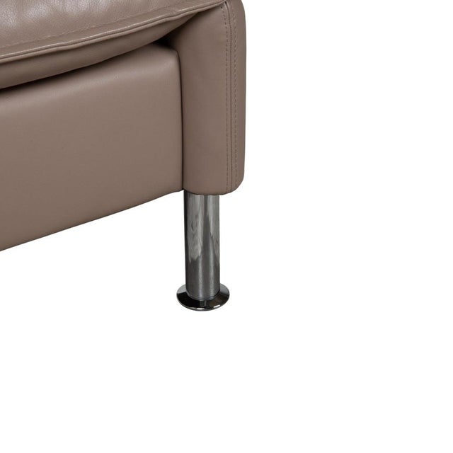 Brown Taupe Porto Leather Armchairs and Ottoman with Manual Function from Erpo, Set of 4 For Sale - Image 15 of 18