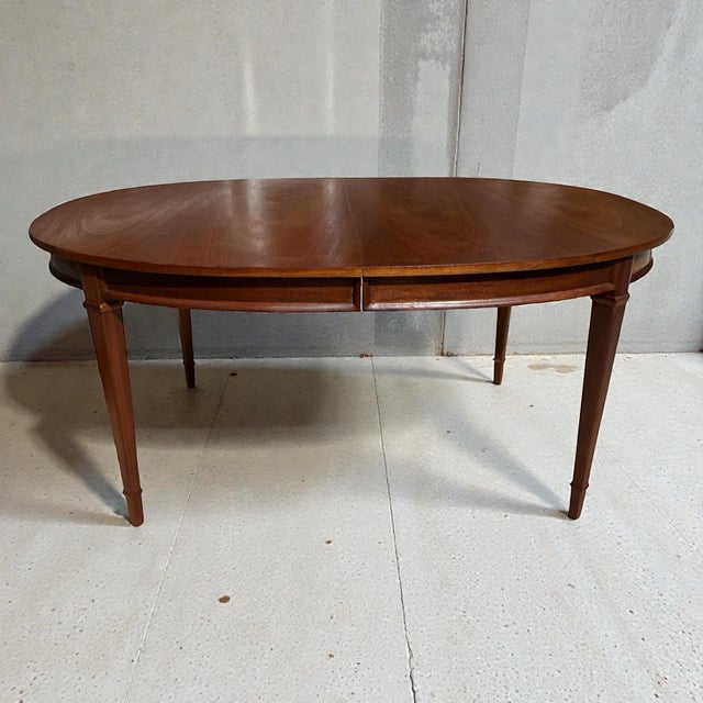Drexel 1960s Drexel Triune Mid-Century Modern Walnut Dining Table Restored For Sale - Image 4 of 12