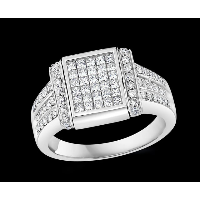 1.5 Carat Princess Cut Diamond & 1 Ct Blue Sapphire Flip Ring 14 K Gold, Unisex For Sale - Image 16 of 18