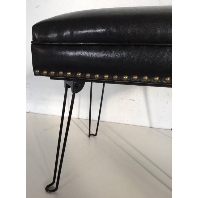 Modern Black Leather Occasional Stool Folding Legs Chairish