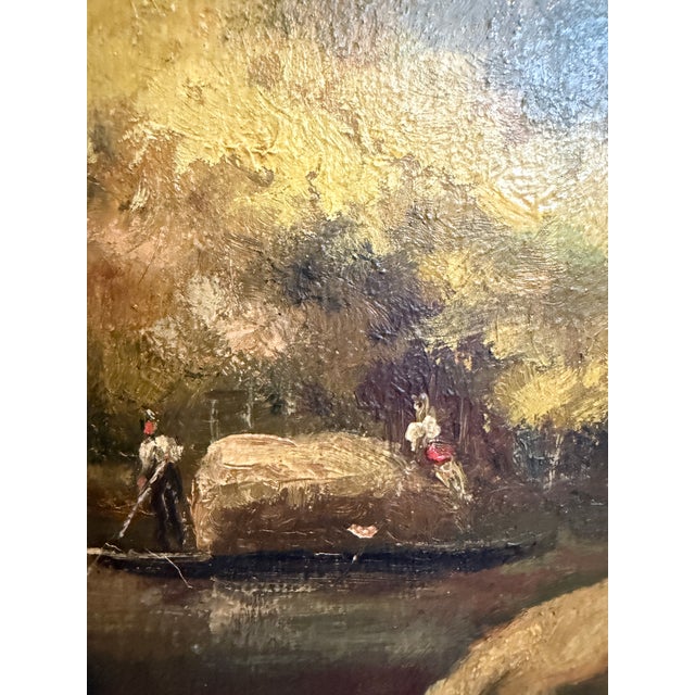 Art Deco Antique European Original Oil Painting on Canvas, Summer Forest Landscape Framed For Sale - Image 3 of 9