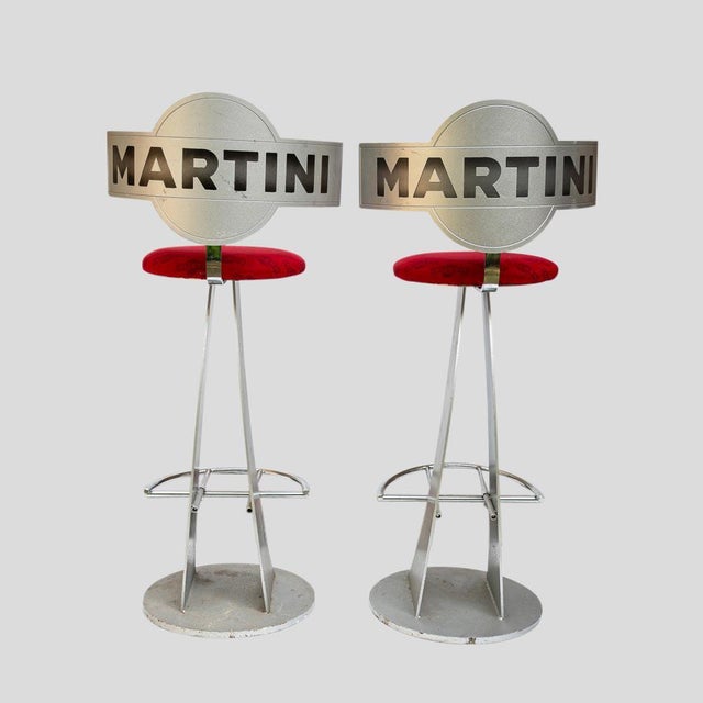 1980s Set of Vintage Steel Metal Martini Bar Stools, 1980s For Sale - Image 5 of 9