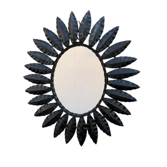 1960s Vintage Sunburst Mirror in Wrought Iron, 1960s For Sale - Image 5 of 5