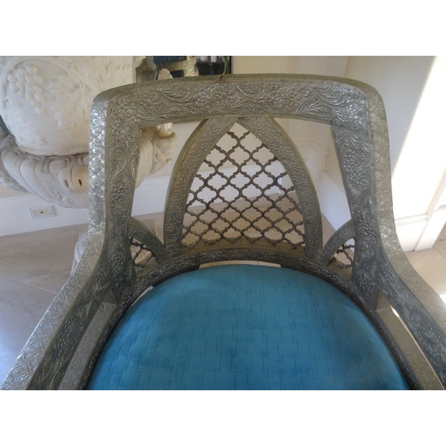 Vintage Anglo-Indian Metal Clad Accent Chairs a Pair For Sale In Los Angeles - Image 6 of 12