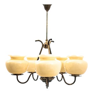 Glass Chandelier, Poland, 1950s For Sale