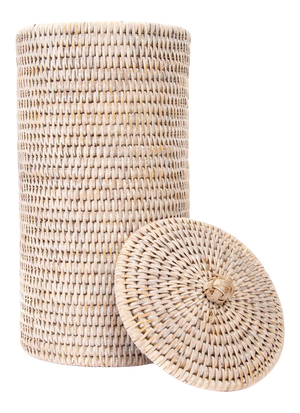 Artifacts Rattan Double Toilet Roll Holder in White Wash