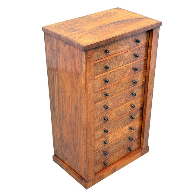 Child's Size Wellington Chest of Drawers in Burr Walnut, 1860 For Sale - Image 9 of 12