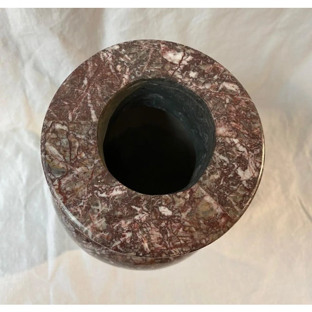 Islamic 1980s Decorative Stone Vase Vessel on White Base For Sale - Image 3 of 7