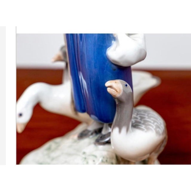 Mid 20th Century Vintage Bing & Grøndahl Girl With Geese Porcelain Sculpture by Axel Locher For Sale - Image 5 of 6