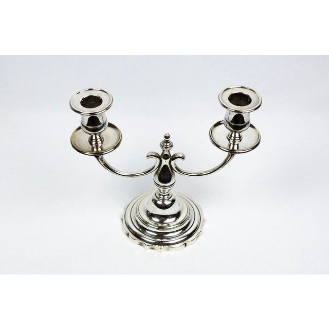 Two-Light Candlesticks in Silver-Plated Metal, 1890s, Set of 2 For Sale - Image 4 of 13