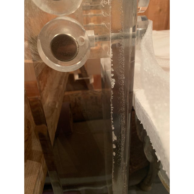 Vintage Lucite Coffee Table With Thick Acrylic Frame and Glass Top For Sale - Image 10 of 12