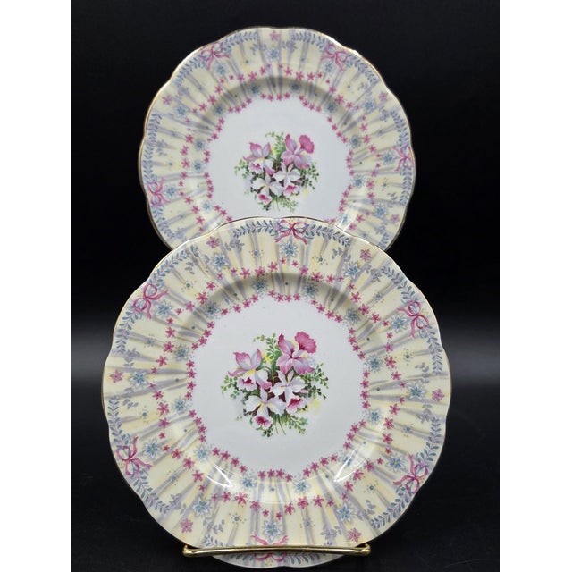 English Vintage Queen Anne "Royal Bridal Gown" Duo- 1949 English Bone China- Dessert & Tea/Side Plate For Sale - Image 3 of 18