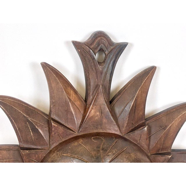 Wooden Carved Sun Face Sunburst Wall Sculpture, 20th Century For Sale - Image 13 of 15