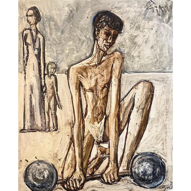 Vivaldo Martini, Weightlifter, Oil on Canvas For Sale - Image 12 of 12