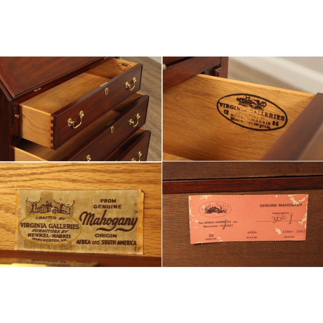 Henkel Harris Mahogany Chippendale Style Secretary Desk Bookcase For Sale In Philadelphia - Image 6 of 12