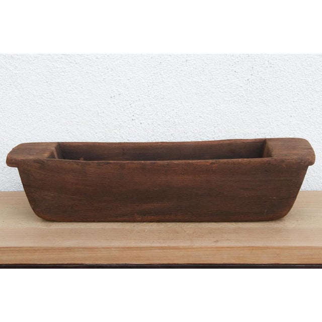 1960s Hefty Antique Wood Trough Vessel For Sale - Image 5 of 7