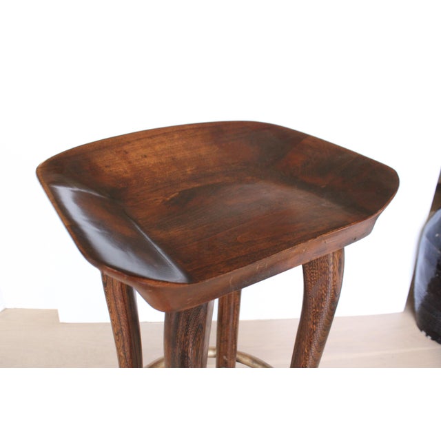 Rustic MCM Jean of Topanga Carved Bar Stools/Set of Three For Sale - Image 3 of 6