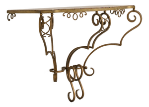 Art Deco Wrought Iron Consola Table With Marble Top