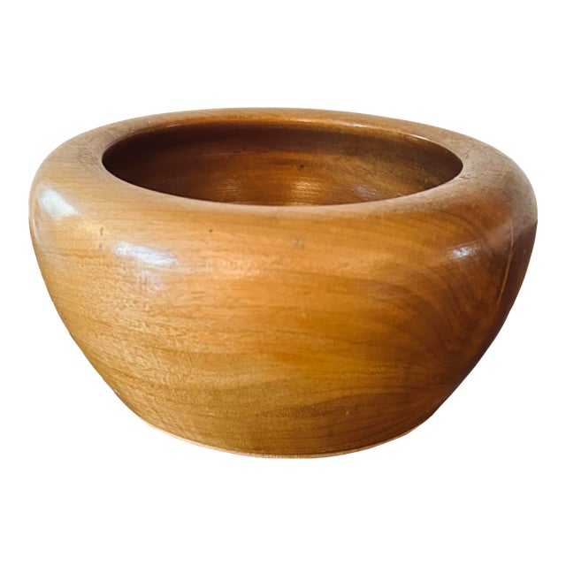 Mid Century Hand Turned Wood Bowl For Sale