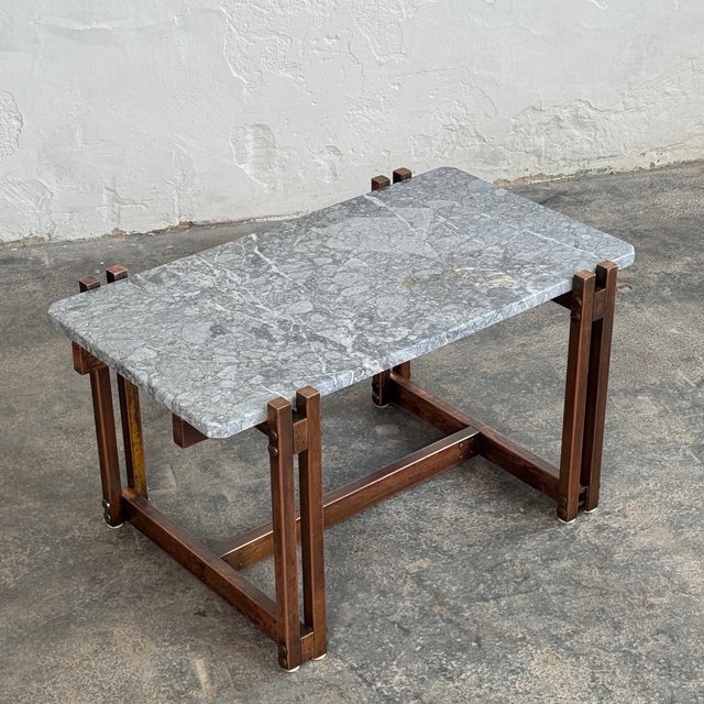 1960s Mid-Century Modern Brass and Marble Coffee Table, 1960 For Sale - Image 5 of 12