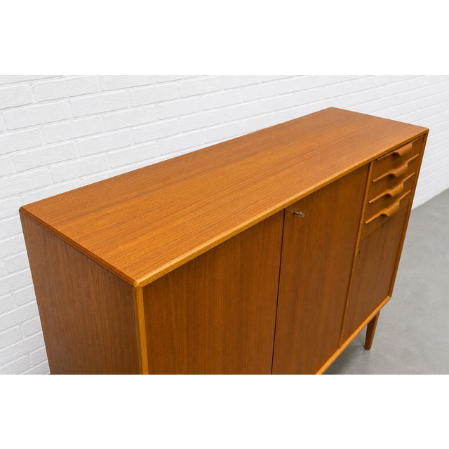 Mid Century Modern Teak Highboard Sideboard | Swedish Credenza by Beril Fridhagen for Bodafors, Vintage Scandinavian Bar Cabinet, 1960s For Sale - Image 9 of 15