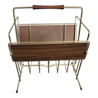 Mid 20th Century Brass Magazine Rack For Sale