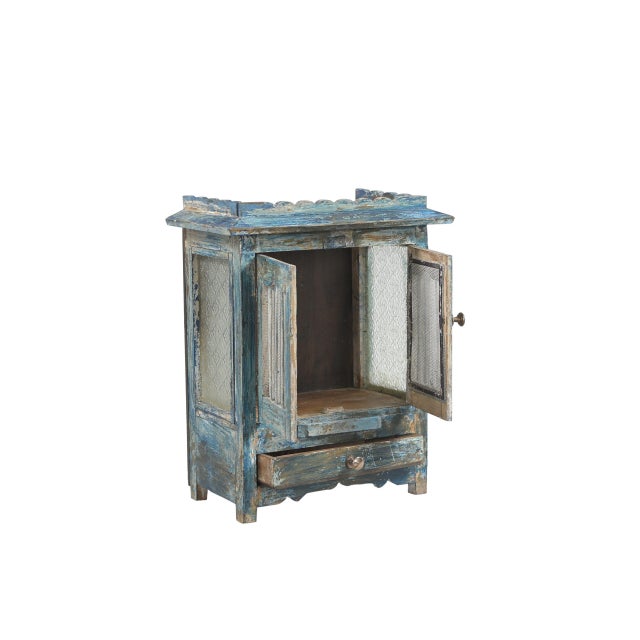 Vintage Indian Painted Small Cabinet For Sale - Image 4 of 5