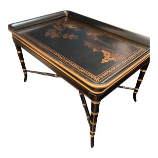 Late 20th Century Chinoiserie Butler Tray Coffee Table For Sale