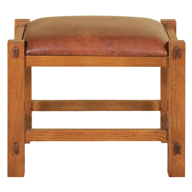 Brown Mission Spindle Stool - Quarter Sawn Oak & Leather Michael's Cherry For Sale - Image 8 of 13