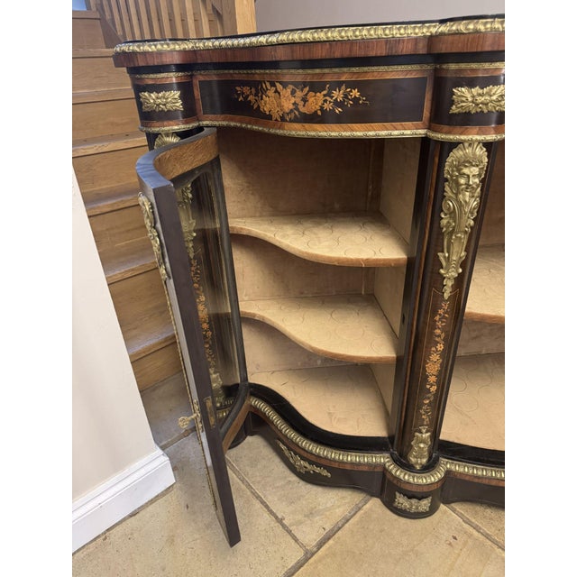 Wood Antique Victorian Serpentine Fronted Marquetry Credenza, 1860 For Sale - Image 7 of 11