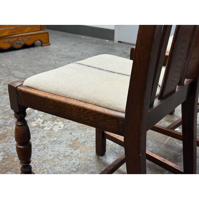 Jacobean Revival Antique Oak Upholstered Side Chairs, Pair For Sale - Image 10 of 12