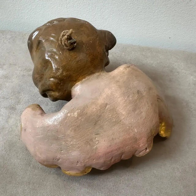 Mid-19th Century Baroque Style Hand-Painted Ceramic Italian Angel For Sale - Image 9 of 10