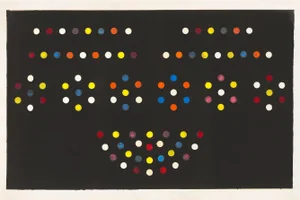 Vintage Pattern Dot Color Studies, Modern Abstract Original Print