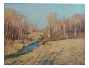 Louis Rheiner, Ruisseau de campagne, 1891, Oil on Canvas, Framed