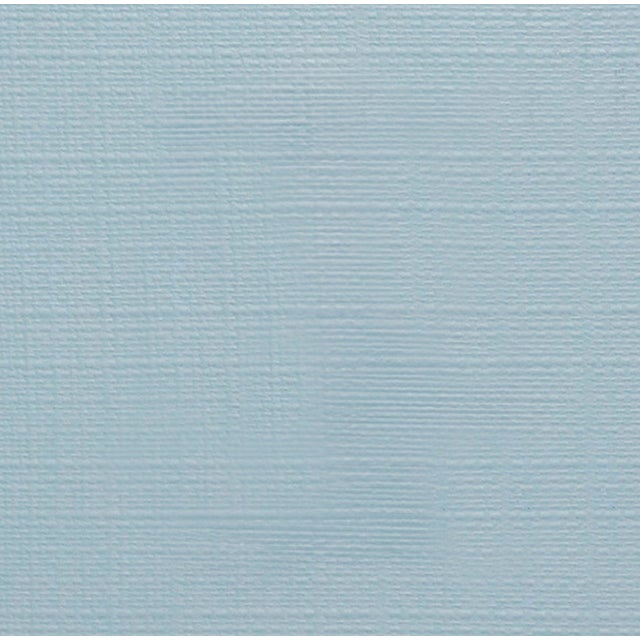 Wood Matthew Izzo Home Douglas Textured Light Blue Linen Two Drawer Side Table With Open Shelf and Polished Brass Knobs For Sale - Image 7 of 8