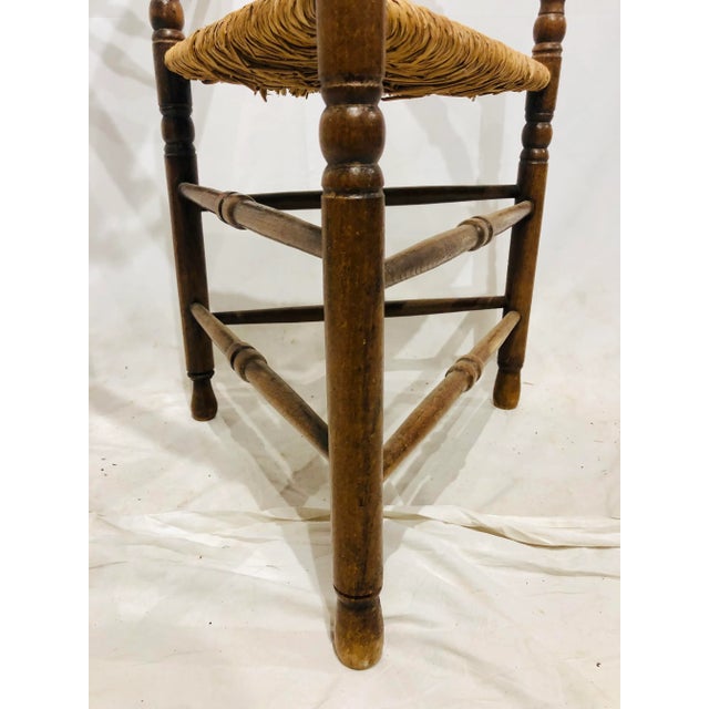 Wood Mid 19th Century Antique Wooden Spindle Chair With Rush Seat For Sale - Image 7 of 8