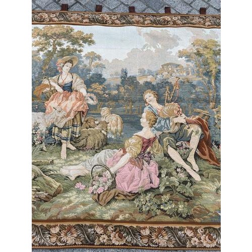 Vintage French Aubusson Style Jacquard Tapestry, 1970s For Sale - Image 18 of 18