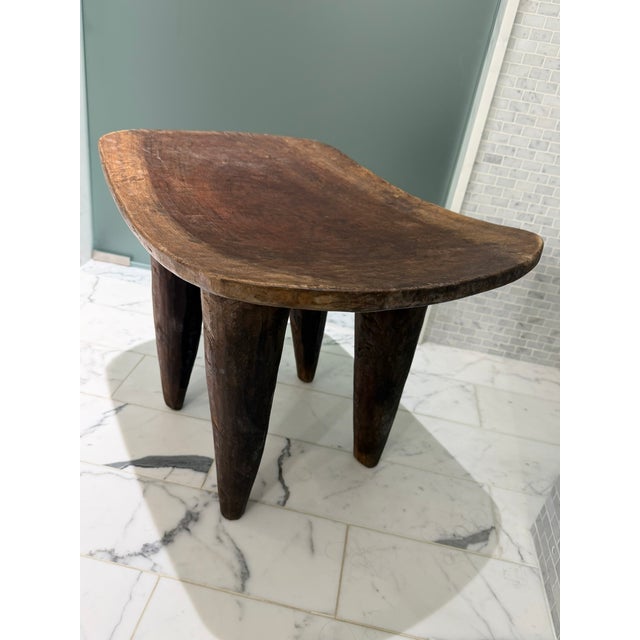 Rustic Hand‑Carved Wooden Stool – Organic Primitive Accent From Material Possessions Chicago For Sale - Image 9 of 9