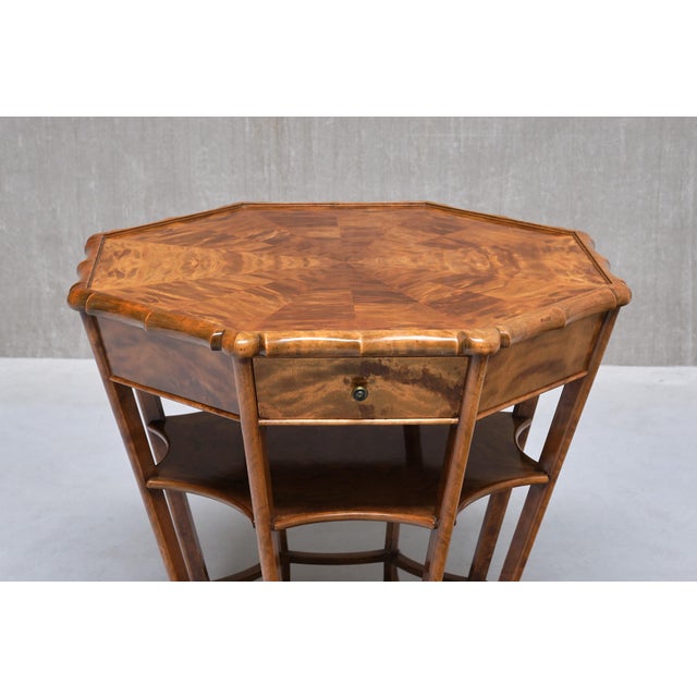 Expressionist Octagonal Center Table in Flamed Birch, Germany, 1920s For Sale - Image 13 of 16