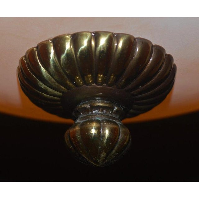 Art Deco Six-Light Chandelier in Brass and Tinted Glass, 1930 For Sale - Image 12 of 18