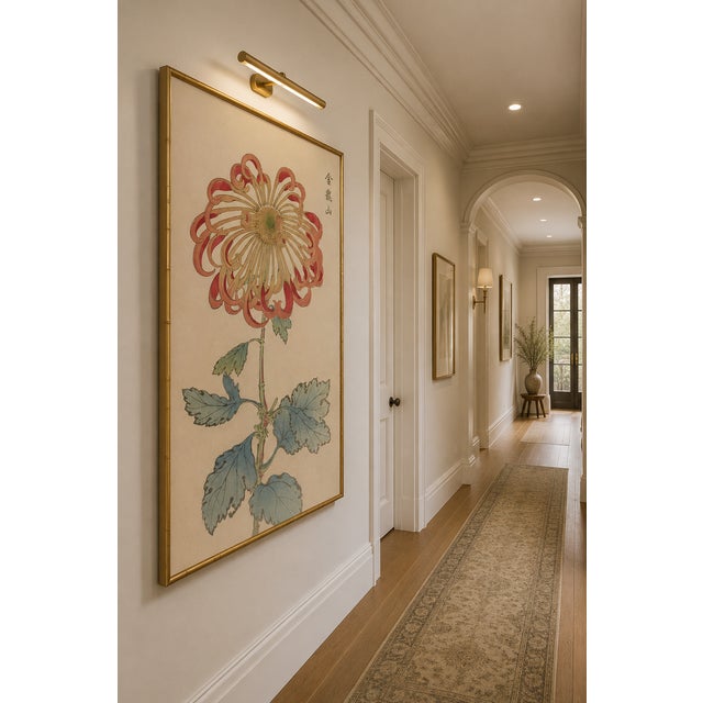 Red Red Chrysanthemum by Hasegawa, Vintage Japanese Botanical Art Print, 36" X 54" For Sale - Image 8 of 10