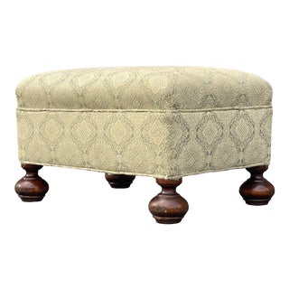 Antique Ottoman on Turned Bun Feet For Sale