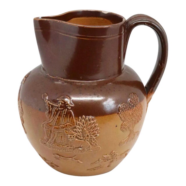 English Doulton Lambeth Stoneware Pottery Whiskey Jug For Sale