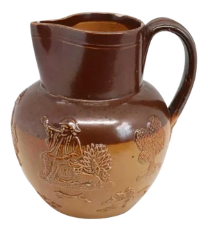 English Doulton Lambeth Stoneware Pottery Whiskey Jug