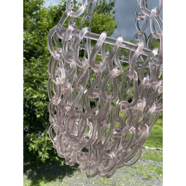 Rare Fine Antique 19th C. Victorian Free Blown Glass Whimsy Hanging Chain Basket For Sale - Image 4 of 18
