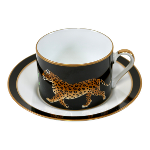 1980s Lynn Chase Jaguar Jungle Flat Cup and Saucer
