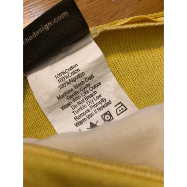 Textile Gorgeous Buttercup Yellow Cotton Euro Pillow Shams With White Embroidery - a Pair For Sale - Image 7 of 9