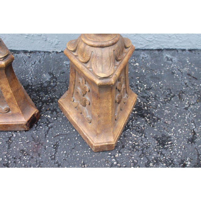 C1900 Antique French Rococo Style Tall Plaster Sculpted Display Pedestals a - Pair For Sale In Miami - Image 6 of 9