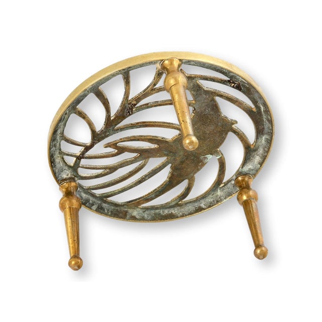 Antique English Brass Trivet w/Bird For Sale - Image 4 of 4