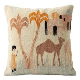 Turkish Wool Kilim Pillow Cover 24'' X 24'' For Sale